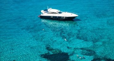 Luxury Yacht In Turquoise Illetes Formentera Mediterranean Sea B